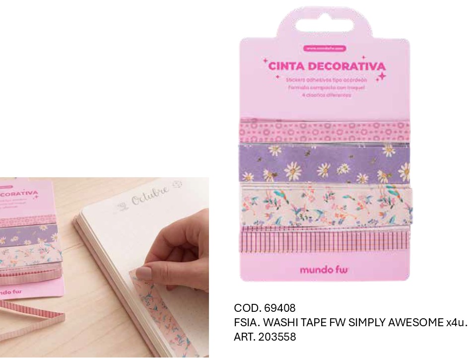 WASHI TAPE FW SIMPLY AWESOME X4 UNIDADES (L69408)