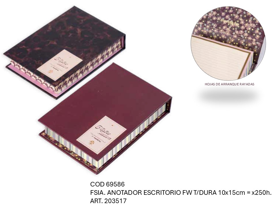 ANOTADOR ESCRITORIO FW TAPA DURA 10X15cm. (L69586)