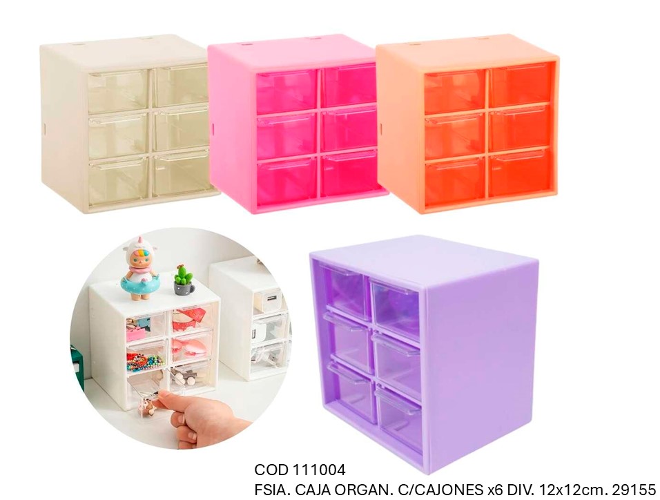ORGANIZADOR CON CAJONES 6 DIVISIONES 12X12cm. (R111004)