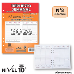 [L66140] AGENDA 2026 REPUESTO  NIVEL 10 N8 SEMANAL (L66140)