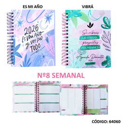 [L64060] AGENDA 2026 PUNTO CERO N8 DOCENTE SEMANAL CON ESPIRAL (L64060)
