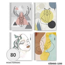 [L1250] CUADERNO A4 SEMIRRIGIDO ARTE MINIMALISTA RAYADO X80HJS. (L1250)