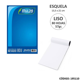 [L195110] BLOCK ESQUELA MIL 28 OBRA NEVADO LISO(L195110)