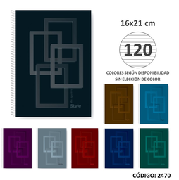 [L2470] CUADERNO 16x21 MIS APUNTES TAPA DURA STYLE RAYADO x120hjs. (L2470)