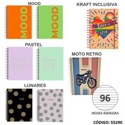 [L55290] CUADERNO A4 TAPA DURA ONIX RAYADO X96hjs. (L55290)