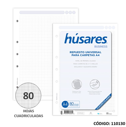 [L110130] REPUESTO A4 HUSARES MULTISET CUADRICULADO x 80h (L110130)
