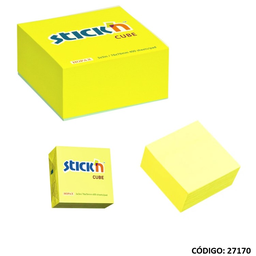 [L27170] NOTA-AD STICKN 76X76mm. FLUO AMARILLO X400hjs. (L27170)