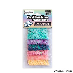 [L117390] BRILLANTINA HEXAGONOS PASTEL X6 UNIDADES (L117390)