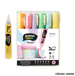 [L109260] MARCADOR ALBA ACRYLIC PASTEL X6 COLORES 4mm. (L109260)