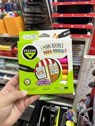 [L34000] MARCADOR PIZZINI PARA VIDRIO PUNTA CONICA x 9 COLORES (L34000)