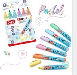 [L20671] MARCADOR TRABI 420 PASTEL X6 COLORES AL AGUA (L20671)