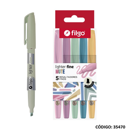 [L35470] RESALTADOR FILGO FINO MUTE X5 COLORES (L35470)