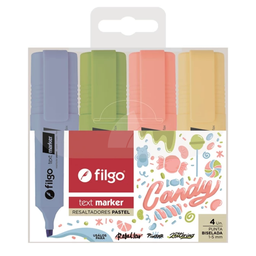 [L34026] RESALTADOR FILGO TEXTMARKER X4 COLORES PASTEL CANDY (L34026)