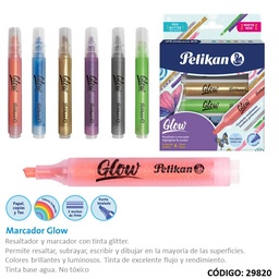 [L29820] RESALTADOR PELIKAN GLITTER GLOW  X6 COLORES (L29820)