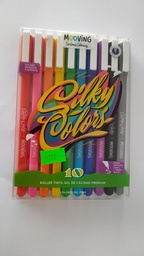 [L19222] LAPICERA ROLLER GEL MOOVING COLORING SILKY X10 COLORES (L19222)