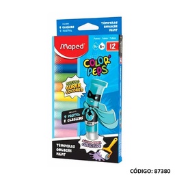 [L87380] TEMPERA MAPED 15ml x8 COLORES + 4 PASTEL (L87380)