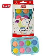 [L22409] ACUARELA TRABI x    8 COLORES PASTEL+ PINCEL (L22409)