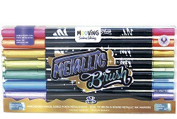 [L22579] MARCADOR DOBLE PUNTA PINCEL METAL MOOVING COLORING X8 COLORES (L22579)