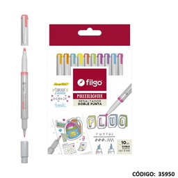 [L35950] RESALTADOR FILGO 2 PUNTAS MULTILIGHTER FLUO X10 COLORES (L35950)