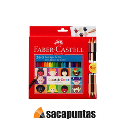 [L134265] LAPICES DE COLOR FABER CASTELL CARAS Y COLORES LARGO x 24 (L134265)
