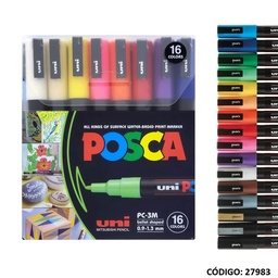[L27983] MARCADOR UNI-POSCA PC-5M PUNTA 2.5mm. X16 COLORES (L27983)