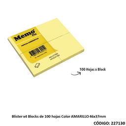 [L227130] MEMO FIX XS AMARILLO x100hjs (L227130)