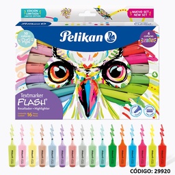 [L29920] SET RESALTADOR PELIKAN BUHO X16 COLORES PASTEL FLUO (L29920)