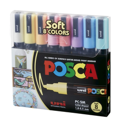 [L298721] MARCADOR POSCA 5M 2.5mm.PUNTA CONICA X8 COLORES PASTELES (L298721)