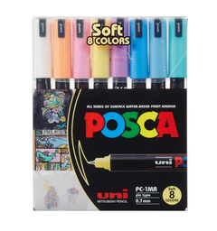 [L298705] MARCADOR POSCA 1MR 0.7mm. PUNTA CONICA X8 COLORES (L298705)