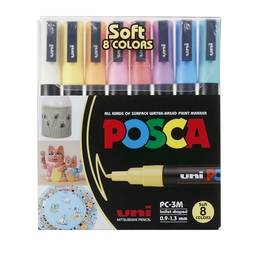 [L298711] MARCADOR POSCA 3M 1.5mm. PUNTA CONICA X8 COLORES PASTELES (L298711)