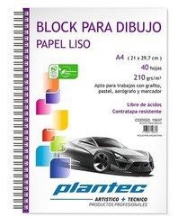 [L24494] BLOCK PLANTEC PAPEL LISO A4 210grs. X40hjs. (L 24494)