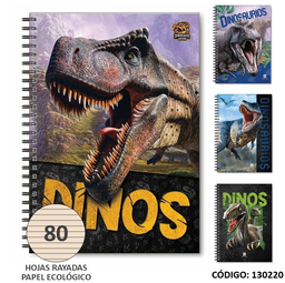[L130220] CUADERNO A4 TAPA DURA ROZINI DINOSAURIO RAYADO X80HJS. (L130220)