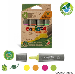 [L31300] RESALTADOR CARIOCA MEMOLIGHT ECO FAMILY X4 COLORES (L31300)