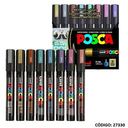 [L273300] MARCADOR UNI POSCA PC-5M PUNTA 2.5 METALLIC X8 COLORES (L273300)