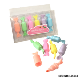 [L175010] RESALTADOR MINI CANDY X6 COLORES (L175010)