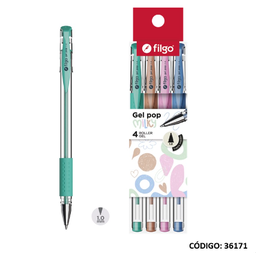 [L36171] ROLLER FILGO GEL POP MILKY 1.0 X4 COLORES (L36171)