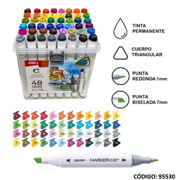 [L95530] MARCADOR DELI 2 PUNTAS PERMANENTES X48 COLORES (L95530)