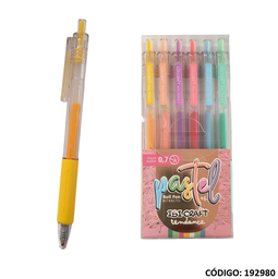 [L192980] ROLLER GEL IBI CRAFT 0.7mm. RETRACTIL PASTEL X6 COLORES (L192980)