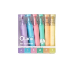 [L30208] RESALTADOR OLAMI PASTEL X6 COLORES (L30208)