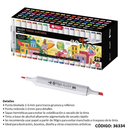 [L36334] MARCADOR FILGO 2 PUNTAS PERMANENTE ALLOY X96 COLORES (L36334)