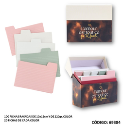 [L69384] FICHERO FW 100 FICHAS RAYADO PASTEL (L69384)