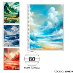 [L110170] CUADERNO 16X21 HUSARES 4 ELEMENTOS RAYADO X80hjs. (L110170)