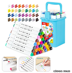 [L95620] MARCADOR DELI 2 PUNTAS COLORUN AL AGUA X36 COLORES (L95620)
