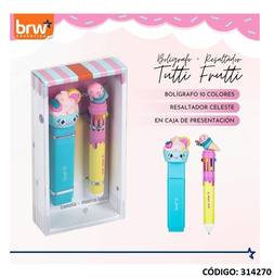 [L314270] SET BOLIGRAFO BRW BORRABLE 10 COLORES + RESALTADOR (L314270)