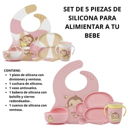 [R32529] SET DE 5 PIEZAS DE SILICONA PARA ALIMENTAR BEBE (R32529)