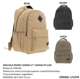 [R171570] MOCHILA 17" PIERRE CARDIN CANVAS (L171570)