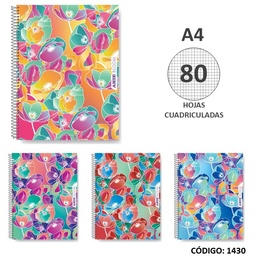 [L1430] CUADERNO A4 SEMIRRIGIDO ARTE BLOOM CUADRICULADO X80hjs. (L1430)