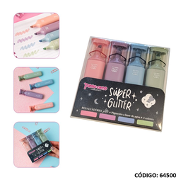 [L64500] RESALTADOR PUNTO CERO SUPER GLITTER X4 COLORES (L64500)