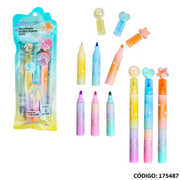 [L175487] RESALTADOR MP DOBLE PUNTA DUO X6 COLORES (L175487)