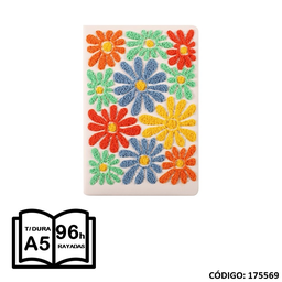 [L175569] LIBRETA A5 MULTI PAPER TAPA DURA FABRIC FLOWER X96hjs. (L175569)